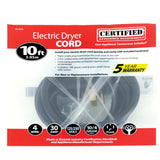 4-Wire Eyelet 30-Amp Dryer Cord, 10ft