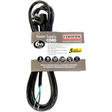 Certified Appliance Accessories 15-0336 10-Amp Grounded Right-Angle Plug Head Power Supply Cord, 6ft (Black)