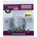 Certified Appliance Accessories 3-Wire Eyelet 50-Amp Range Cord, 10ft