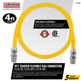 Coated Flexible Gas Connector, 1/2-In. OD, 1/2-In. MIP x 1/2-In. MIP