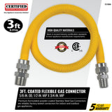 Coated Flexible Gas Connector, 5/8-In. OD, 1/2-In. MIP x 3/4-In. MIP