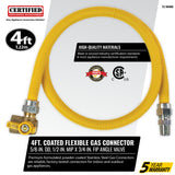 Coated Flexible Gas Connector, 5/8-In. OD, 1/2-In. MIP x 3/4-In. FIP Angle Valve