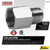5/8-In. OD Flare (15/16-16 Thread) Steel Gas Fitting, 3/4-In. FIP