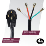 4-Wire Eyelet 40-Amp Range Cord, 4 Ft.