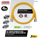 Coated Stainless Steel Gas Range Installation Kit, 4 Ft.
