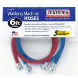 WM72RBR2PK 2 pk Red/Blue EPDM Washing Machine Hoses, 6ft