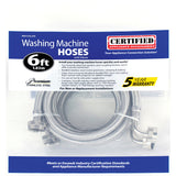 Certified Appliance Accessories WM72SSL2PK 2 pk Braided Stainless Steel Washing Machine Hoses with Elbow, 6ft (Silver)