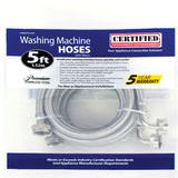 Certified Appliance Accessories WM60SSL2PK 2 pk Braided Stainless Steel Washing Machine Hoses with Elbow, 5ft (Silver)