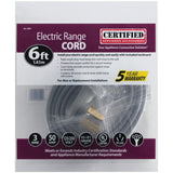 Certified Appliance Accessories 90-1084 3-Wire Eyelet 50-Amp Range Cord, 6ft (Gray)