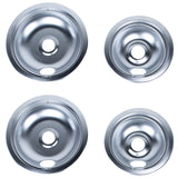 Certified Appliance Accessories 50001-C Chrome Style A 2 Large 8" & 2 Small 6" Replacement Drip Bowls for Whirlpool, Kenmore, Frigidaire & Maytag Electric Ranges (Silver)