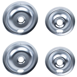 Certified Appliance Accessories 50001-C Chrome Style A 2 Large 8" & 2 Small 6" Replacement Drip Bowls for Whirlpool, Kenmore, Frigidaire & Maytag Electric Ranges (Silver)