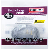 Certified Appliance Accessories 3-Wire Eyelet 40-Amp Range Cord, 4ft