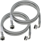 Certified Appliance Accessories WM60SSL2PK 2 pk Braided Stainless Steel Washing Machine Hoses with Elbow, 5ft (Silver)