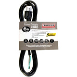 Certified Appliance Accessories 15-0336ST 10-Amp Grounded Straight Plug Head Power Supply Cord, 6ft (Black)