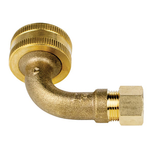 Certified Appliance Accessories BELBLFW34381 Dishwasher Elbow with Nut & Compression Ferrule, 3/4" FGH (Female Garden Hose) x 3/8" MIP (Male Iron Pipe) (Gold)