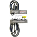 Certified Appliance Accessories 15-0346ST 15-Amp Grounded Straight Plug Head Power Supply Cord, 6ft (Gray)