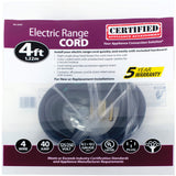 Certified Appliance Accessories 4-Wire Eyelet 40-Amp Range Cord, 4ft