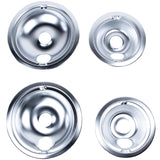 Certified Appliance Accessories 50002-C Chrome Style B 2 Large 8" & 2 Small 6" Replacement Drip Bowls for GE & Hotpoint Electric Ranges (Silver)