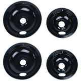 Certified Appliance Accessories 50001-B Black Porcelain Style A 2 Large 8" & 2 Small 6" Replacement Drip Bowls for Whirlpool, Kenmore, Frigidaire & Maytag Electric Ranges (Black)
