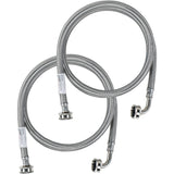 Certified Appliance Accessories WM60SSL2PK 2 pk Braided Stainless Steel Washing Machine Hoses with Elbow, 5ft (Silver)